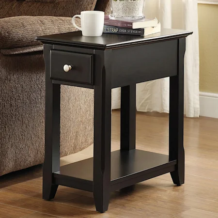 Side Table with 1 Drawer and Tapered Legs